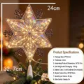 Stile Neve 3D Argentato a 6 Punte (Portabatterie 3 AA) / 24*32.7cm / Colore Caldo