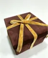 Brown Flocked Cloth Box / Square Size 2 15x15x10.5cm
