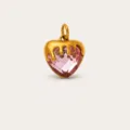 Roze Kristallen Hart Hanger / Goud