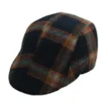 One Size / Large Plaid Orange Navy Blue