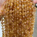 8mm 18cm (Environ 23 Pièces) / 64 Facettes 5A Cristal de Tour Jaune Naturel