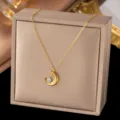 Mond Einzel-Strass-Halskette (X188) / O-Kette / Gold
