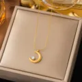 Mond Einzel-Strass-Halskette (X188) / Anhänger-Kette / Gold