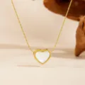 Weiße Muschel Herz Halskette / Gold