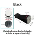 Square Head Clip + Adhesive Round Card Slot / Black