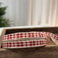 Standard / 1cm Red Plaid with Gold Thread 15 Yards