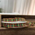 Standard / 1cm Gold-Edged Red and Green Plaid 15 Yards