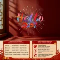 Hello 2026 Colorful Firework Lines (XNUV-2360) / Small (40x40cm)