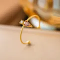 Red and White Rhinestone Open Ring (QZJZF4509) / Gold