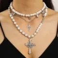 White K Split Vintage Cross Pearl Style (白K 4166+白K 3907)