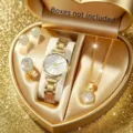Vierkante Set Stijl / Horloge+Ketting+Oorbellen+Ring (Zonder Box) / Goud (Vierkante Set)