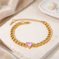 Gold/Pink Heart Zirconia