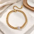 Gold/White Oval Zirconia