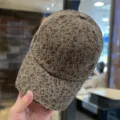 Distressed Leopard Baseball Cap / Light Brown