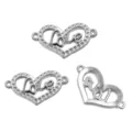 Estilo Corazón Love Strass (571) / 1 Pieza (16x29mm) / Color acero