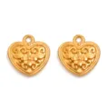 Vintage Embossed Heart (597) / 1 Piece (18x20mm) / Gold