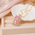 Κάρτα Τετράγωνη Χεριού / Χρυσό Λιλά Στρας