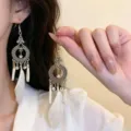 White Feather Tassel Earrings