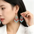 Red and Blue Drop Earrings