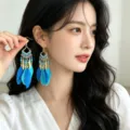 Gradient Blue Feather Ear Hook