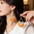 Sunset Orange Tassel Earrings