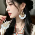 Elegant White Tassel Earrings