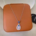 Teardrop Milk White Stone Pendant (W1332)