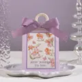 Holds 8-10 Candies / Purple (Box + Ribbon + Wooden Button)