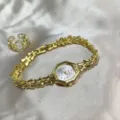 Gold Steel Strap White Dial