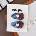Pack of 2 / Blue Plaid Heart Button BB Clip