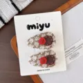 Pack of 2 / Beige Coffee Floral Button BB Clip