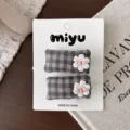 Ensemble de 1 paire / Clip Fleur à Carreaux Gris