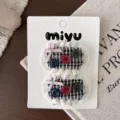 Ensemble de 1 paire / Clip BB Bouton à Carreaux Noirs
