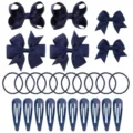 Set di accessori per capelli con fiocco (HH564-26B) / Blu scuro