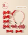 Juego de accesorios para el cabello pata de gallo (HH5266-9B) / Conjunto de 9 piezas / Rojo