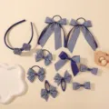 Juego de accesorios para el cabello a cuadros (HH5230-10F) / Cuadros Azul Oscuro