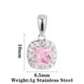 Square Pink Zircon Silver
