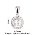 Square Clear Zircon Silver