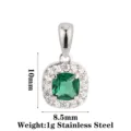 Square Green Zircon Steel
