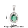 Oval Style A Green Zircon Steel