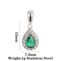 Teardrop Style B Green Zircon Silver