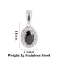 Oval Style B Black Zircon Steel