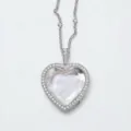 Full Rhinestone Heart Locket Necklace (Empty Box) / Silver