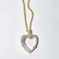 Heart Rhinestone Buckle Locket Necklace (Empty Box) / Gold