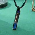 Patchwork-Anhänger Mit Box-Kette / Schwarz Blau Gold