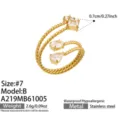 Taglia 7 / Stile B Quadrato Zirconia Color Oro (A219)