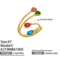 Size 7 / Style C Colorful Water Drop Zirconia Gold (A219)