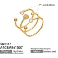 Taglia 7 / Anello Aperto a Triplo Strato con Zirconia a Cuore (A403-Oro)