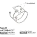 Taglia 7 / Anello Aperto a Triplo Strato con Zirconia a Cuore (A403-Argento)