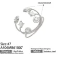 Taglia 7 / Anello Aperto a Triplo Strato con Zirconia Geometrica (A406-Argento)